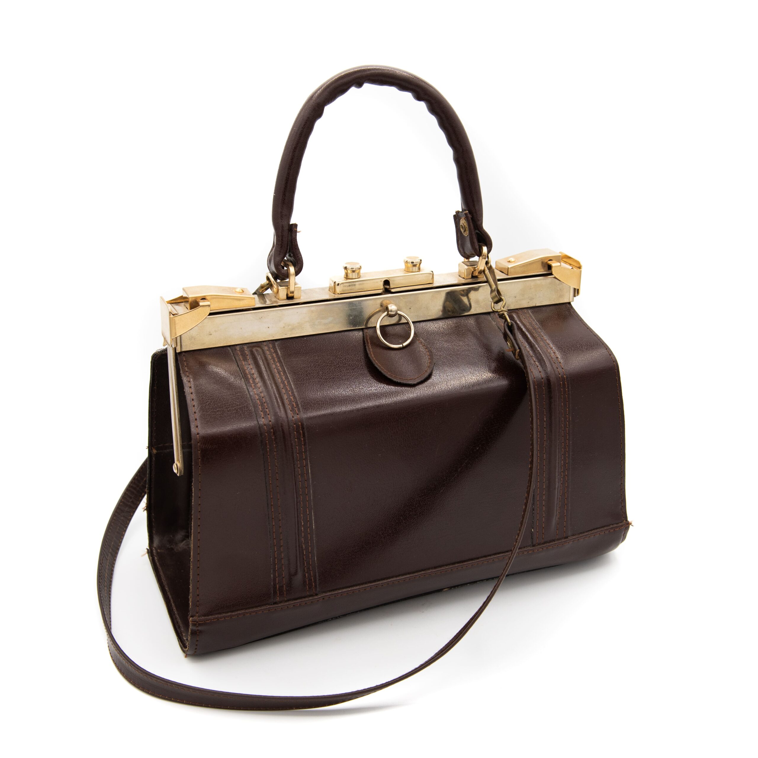Bolso marrón y dorado cerrado Bolso marrón y dorado cerrado